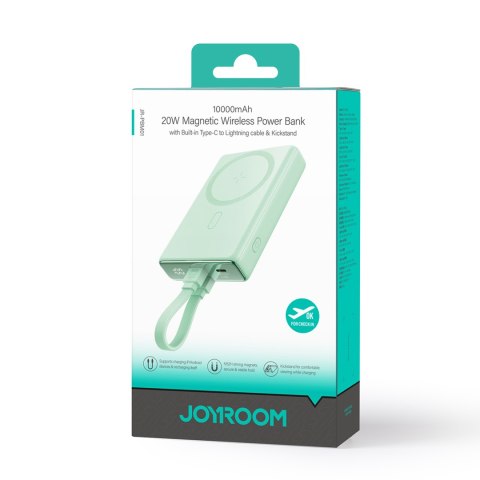 Powerbank magnetyczny 10000mAh 20W z podstawką + kabel Lightning - USB-C zielony Powerbank magnetyczny 10000mAh 20W z podstawką + kabel Lightning - USB-C zielony