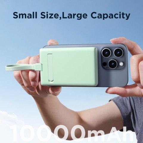 Powerbank magnetyczny 10000mAh 20W z podstawką + kabel Lightning - USB-C zielony Powerbank magnetyczny 10000mAh 20W z podstawką + kabel Lightning - USB-C zielony