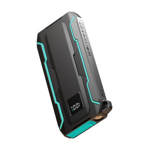 Powerbank terenowy Outdoor 10000mAh z wbudowanymi kablami USB-C i Lightning czarny Powerbank terenowy Outdoor 10000mAh z wbudowanymi kablami USB-C i Lightning czarny