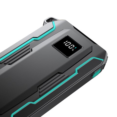 Powerbank terenowy Outdoor 10000mAh z wbudowanymi kablami USB-C i Lightning czarny Powerbank terenowy Outdoor 10000mAh z wbudowanymi kablami USB-C i Lightning czarny