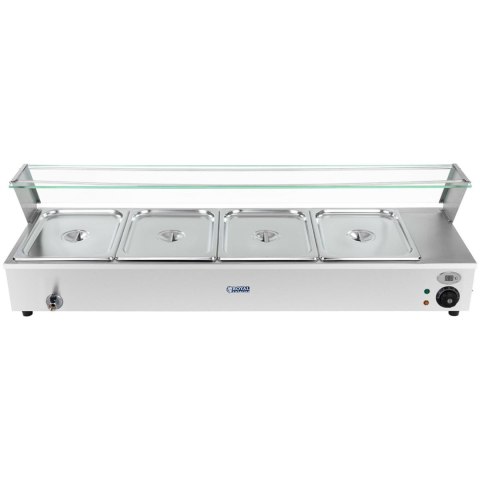 Bemar podgrzewacz elektryczny z kranem i osłoną 1800 W 4x GN 1/2 gł. 100 mm 24 l Bemar podgrzewacz elektryczny z kranem i osłoną 1800 W 4x GN 1/2 gł. 100 mm 24 l
