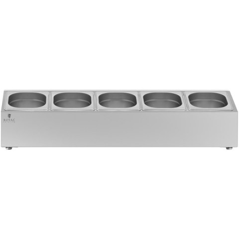 Ekspozytor stojak na pojemniki gastronomiczne 5 x GN 1/6 9.5 l + pojemniki z pokrywkami Ekspozytor stojak na pojemniki gastronomiczne 5 x GN 1/6 9.5 l + pojemniki z pokrywkami