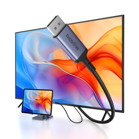 Kabel jednokierunkowy USB-C do DisplayPort 1.4 HD 8K 60Hz 1.5m czarny Kabel jednokierunkowy USB-C do DisplayPort 1.4 HD 8K 60Hz 1.5m czarny