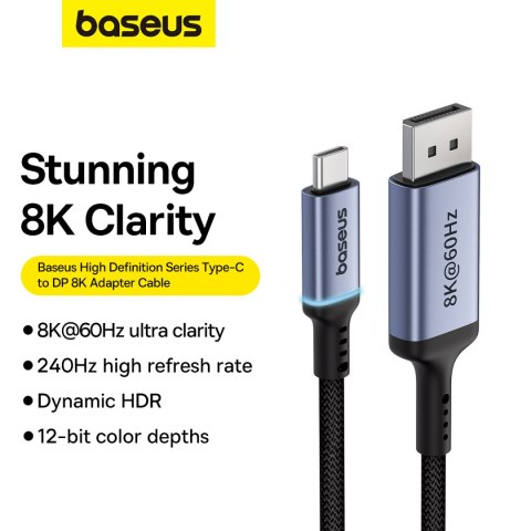 Kabel jednokierunkowy USB-C do DisplayPort 1.4 HD 8K 60Hz 1.5m czarny Kabel jednokierunkowy USB-C do DisplayPort 1.4 HD 8K 60Hz 1.5m czarny