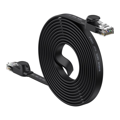 Kabel sieciowy płaski Patchcord RJ45 Speed Six 1000Mbps 10m - czarny Kabel sieciowy płaski Patchcord RJ45 Speed Six 1000Mbps 10m - czarny
