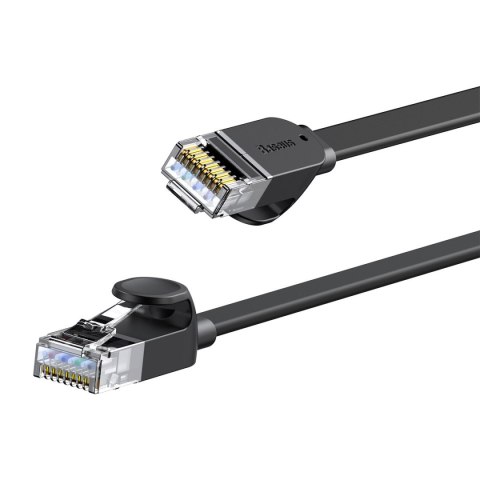 Kabel sieciowy płaski Patchcord RJ45 Speed Six 1000Mbps 10m - czarny Kabel sieciowy płaski Patchcord RJ45 Speed Six 1000Mbps 10m - czarny