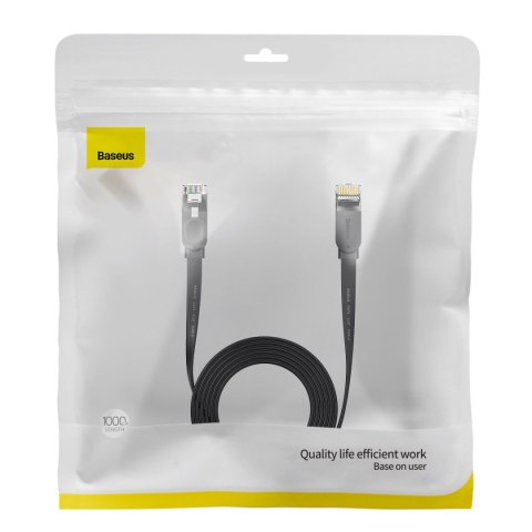 Kabel sieciowy płaski Patchcord RJ45 Speed Six 1000Mbps 10m - czarny Kabel sieciowy płaski Patchcord RJ45 Speed Six 1000Mbps 10m - czarny