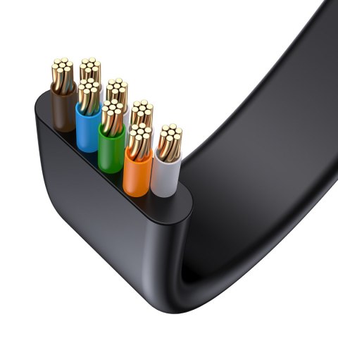 Kabel sieciowy płaski Patchcord RJ45 Speed Six 1000Mbps 10m - czarny Kabel sieciowy płaski Patchcord RJ45 Speed Six 1000Mbps 10m - czarny