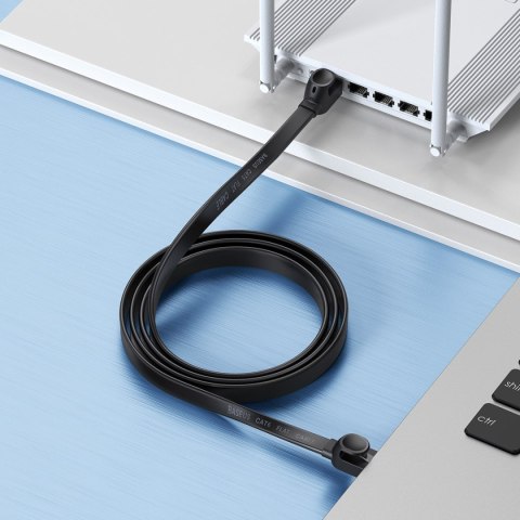 Kabel sieciowy płaski Patchcord RJ45 Speed Six 1000Mbps 10m - czarny Kabel sieciowy płaski Patchcord RJ45 Speed Six 1000Mbps 10m - czarny