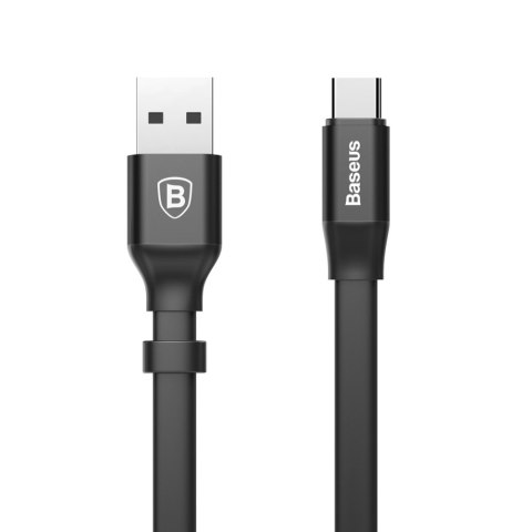 Płaski kabel przewód USB USB-C z uchwytem 2A 23CM czarny Płaski kabel przewód USB USB-C z uchwytem 2A 23CM czarny
