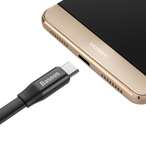 Płaski kabel przewód USB USB-C z uchwytem 2A 23CM czarny Płaski kabel przewód USB USB-C z uchwytem 2A 23CM czarny