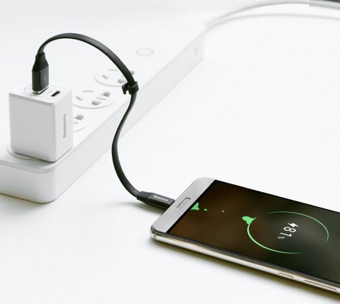 Płaski kabel przewód USB USB-C z uchwytem 2A 23CM czarny Płaski kabel przewód USB USB-C z uchwytem 2A 23CM czarny