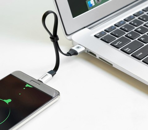 Płaski kabel przewód USB USB-C z uchwytem 2A 23CM czarny Płaski kabel przewód USB USB-C z uchwytem 2A 23CM czarny