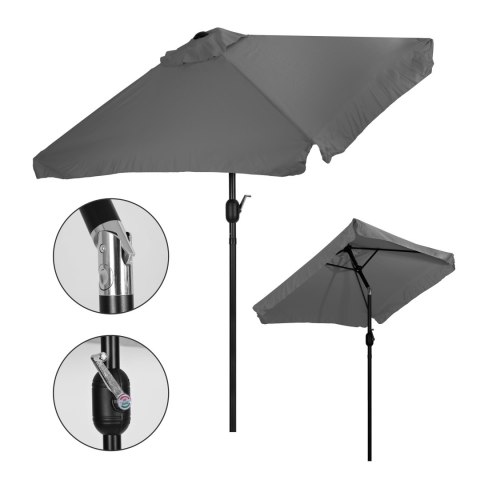 Prostokątny duży parasol ogrodowy skośny łamany z korbą szary 200 x 140 cm Prostokątny duży parasol ogrodowy skośny łamany z korbą szary 200 x 140 cm