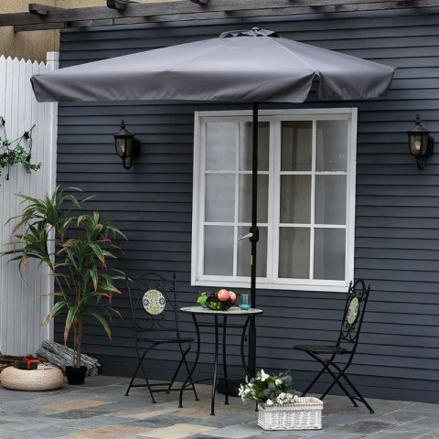 Prostokątny duży parasol ogrodowy skośny łamany z korbą szary 200 x 140 cm Prostokątny duży parasol ogrodowy skośny łamany z korbą szary 200 x 140 cm