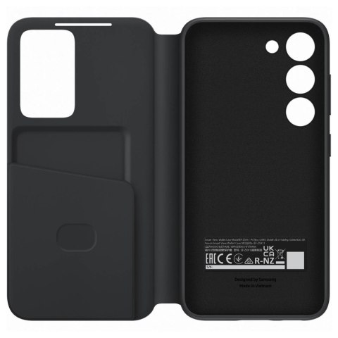 Etui pokrowiec z klapką okienkiem portfel na kartę Samsung Galaxy S23 czarne Etui pokrowiec z klapką okienkiem portfel na kartę Samsung Galaxy S23 czarne