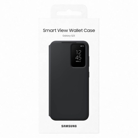 Etui pokrowiec z klapką okienkiem portfel na kartę Samsung Galaxy S23 czarne Etui pokrowiec z klapką okienkiem portfel na kartę Samsung Galaxy S23 czarne