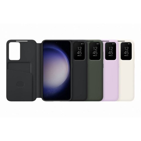 Etui pokrowiec z klapką okienkiem portfel na kartę Samsung Galaxy S23 czarne Etui pokrowiec z klapką okienkiem portfel na kartę Samsung Galaxy S23 czarne