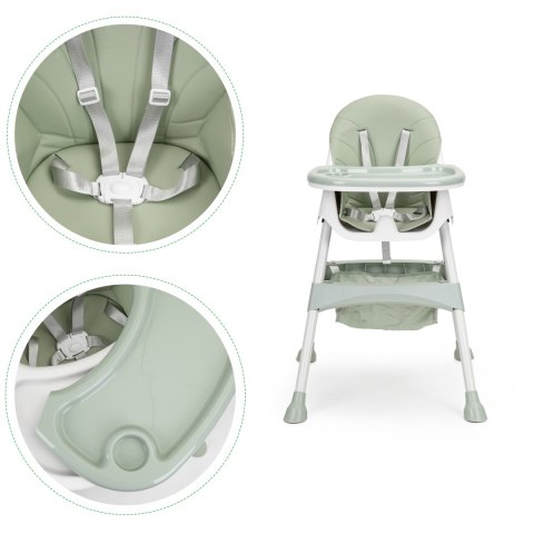 Fotelik krzesełko do karmienia 2w1 pasy 5 punktowe ECOTOYS azure Fotelik krzesełko do karmienia 2w1 pasy 5 punktowe ECOTOYS azure