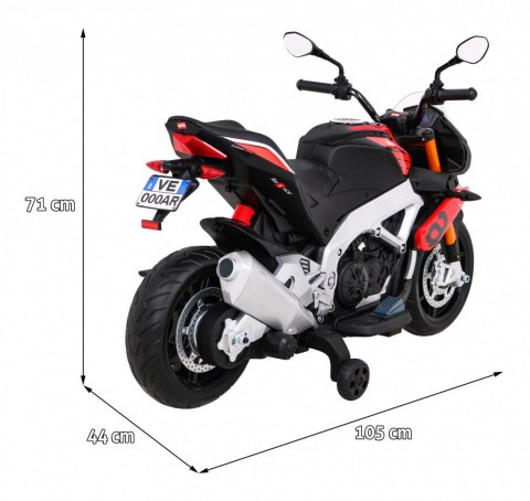 Aprilia Tuono V4 Motor na akumulator dla dzieci Czerwony + Panel MP3 + Kółka pomocnicze + Wolny Start Aprilia Tuono V4 Motor na akumulator dla dzieci Czerwony + Panel MP3 + Kółka pomocnicze + Wolny Start