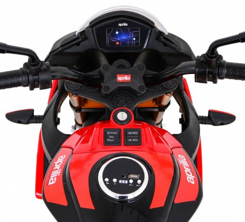 Aprilia Tuono V4 Motor na akumulator dla dzieci Czerwony + Panel MP3 + Kółka pomocnicze + Wolny Start Aprilia Tuono V4 Motor na akumulator dla dzieci Czerwony + Panel MP3 + Kółka pomocnicze + Wolny Start
