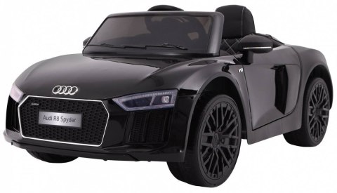Audi R8 Spyder na akumulator Lakier Czarny + Pilot + EVA + Wolny Start + Radio MP3 + LED Audi R8 Spyder na akumulator Lakier Czarny + Pilot + EVA + Wolny Start + Radio MP3 + LED