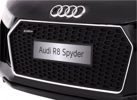 Audi R8 Spyder na akumulator Lakier Czarny + Pilot + EVA + Wolny Start + Radio MP3 + LED Audi R8 Spyder na akumulator Lakier Czarny + Pilot + EVA + Wolny Start + Radio MP3 + LED