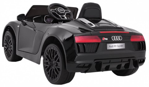 Audi R8 Spyder na akumulator Lakier Czarny + Pilot + EVA + Wolny Start + Radio MP3 + LED Audi R8 Spyder na akumulator Lakier Czarny + Pilot + EVA + Wolny Start + Radio MP3 + LED