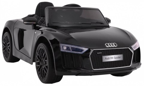 Audi R8 Spyder na akumulator Lakier Czarny + Pilot + EVA + Wolny Start + Radio MP3 + LED Audi R8 Spyder na akumulator Lakier Czarny + Pilot + EVA + Wolny Start + Radio MP3 + LED