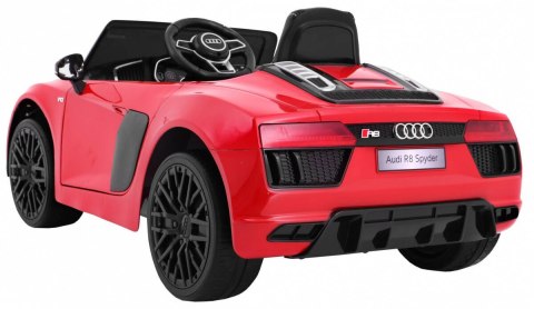 Audi R8 Spyder na akumulator Lakier Czerwony + Pilot + EVA + Wolny Start + Radio MP3 + LED Audi R8 Spyder na akumulator Lakier Czerwony + Pilot + EVA + Wolny Start + Radio MP3 + LED