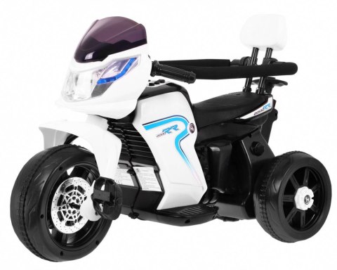 Pchaczyk Rowerek Motorek elektryczny 3w1 dla dzieci Biały + Piankowa poręcz + Audio LED Pchaczyk Rowerek Motorek elektryczny 3w1 dla dzieci Biały + Piankowa poręcz + Audio LED