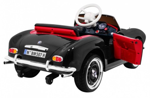 Autko BMW 507 Retro elektryczne dla dzieci Czarny + Audio LED + Pilot + Ekoskóra + EVA + Wolny Start Autko BMW 507 Retro elektryczne dla dzieci Czarny + Audio LED + Pilot + Ekoskóra + EVA + Wolny Start