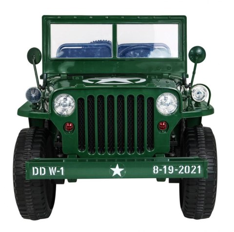 Autko Wojskowe Retro dla 3 dzieci Zielony + Napęd 4x4 + Schowki + EVA + Wolny Start + MP3 LED Autko Wojskowe Retro dla 3 dzieci Zielony + Napęd 4x4 + Schowki + EVA + Wolny Start + MP3 LED