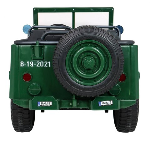Autko Wojskowe Retro dla 3 dzieci Zielony + Napęd 4x4 + Schowki + EVA + Wolny Start + MP3 LED Autko Wojskowe Retro dla 3 dzieci Zielony + Napęd 4x4 + Schowki + EVA + Wolny Start + MP3 LED