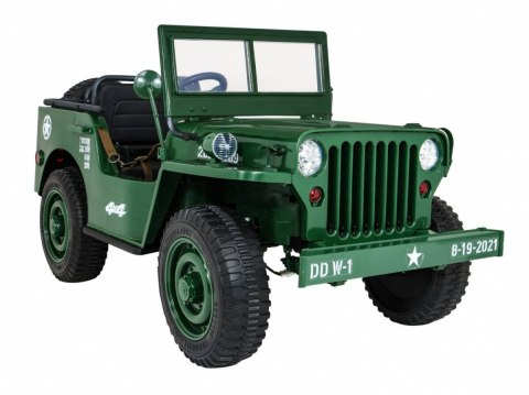 Autko Wojskowe Retro dla 3 dzieci Zielony + Napęd 4x4 + Schowki + EVA + Wolny Start + MP3 LED Autko Wojskowe Retro dla 3 dzieci Zielony + Napęd 4x4 + Schowki + EVA + Wolny Start + MP3 LED