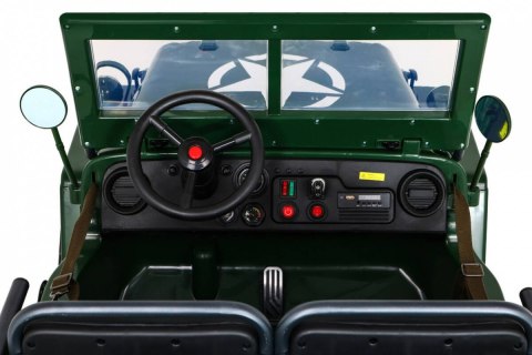 Autko Wojskowe Retro dla 3 dzieci Zielony + Napęd 4x4 + Schowki + EVA + Wolny Start + MP3 LED Autko Wojskowe Retro dla 3 dzieci Zielony + Napęd 4x4 + Schowki + EVA + Wolny Start + MP3 LED