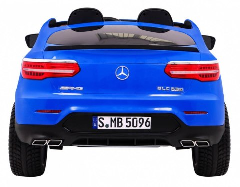Auto Mercedes GLC 63S dla dzieci Niebieski + Napęd 4x4 + MP4 + LED + Ekoskóra + Wolny Start + EVA Auto Mercedes GLC 63S dla dzieci Niebieski + Napęd 4x4 + MP4 + LED + Ekoskóra + Wolny Start + EVA