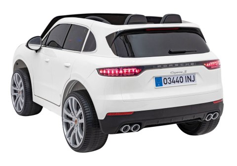 Porsche Cayenne S na akumulator dla dzieci Lakier Biały + Pilot + Wolny START + EVA + Audio LED Porsche Cayenne S na akumulator dla dzieci Lakier Biały + Pilot + Wolny START + EVA + Audio LED