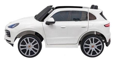 Porsche Cayenne S na akumulator dla dzieci Lakier Biały + Pilot + Wolny START + EVA + Audio LED Porsche Cayenne S na akumulator dla dzieci Lakier Biały + Pilot + Wolny START + EVA + Audio LED