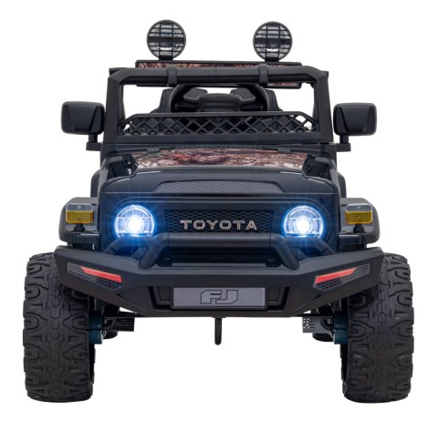 Toyota FJ Cruiser dla dzieci Czarny Liście + Pilot + Napęd 4x4 + Audio LED + EVA + Wolny Start Toyota FJ Cruiser dla dzieci Czarny Liście + Pilot + Napęd 4x4 + Audio LED + EVA + Wolny Start
