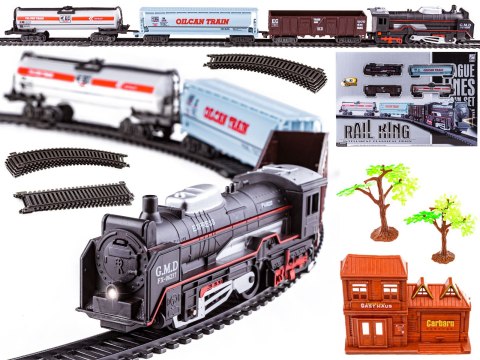 Elektryczna Kolejka Rail King, Parowóz + 3 Wagony Elektryczna Kolejka Rail King, Parowóz + 3 Wagony