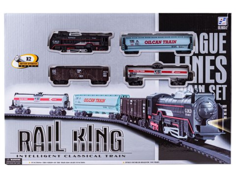 Elektryczna Kolejka Rail King, Parowóz + 3 Wagony Elektryczna Kolejka Rail King, Parowóz + 3 Wagony