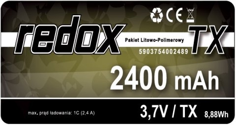Redox 2400 mAh 3,7V JR (MT44) - pakiet LiPo TX Redox 2400 mAh 3,7V JR (MT44) - pakiet LiPo TX