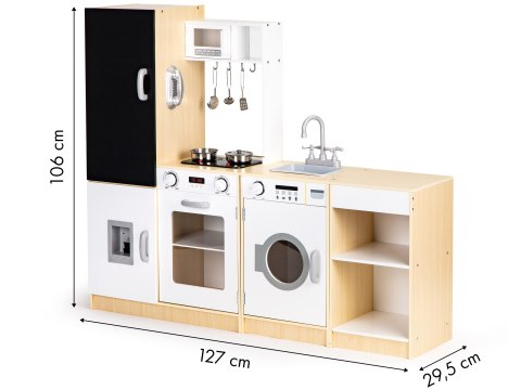 Drewniana kuchnia dla dzieci osobne segmenty XXL tablica +LED ECOTOYS Drewniana kuchnia dla dzieci osobne segmenty XXL tablica +LED ECOTOYS