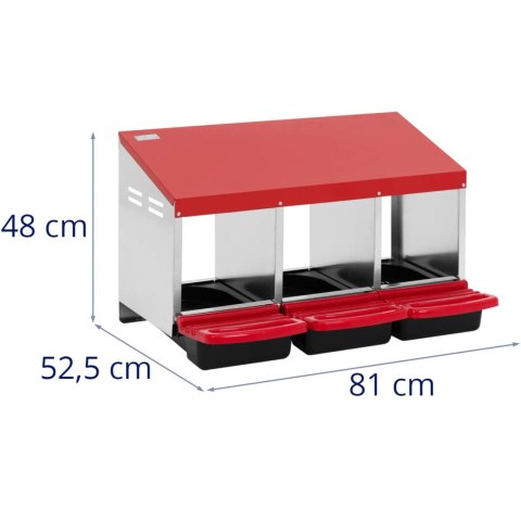Gniazdo dla kur niosek ścienne 3 komory STAL 81 x 52.5 x 48 cm Gniazdo dla kur niosek ścienne 3 komory STAL 81 x 52.5 x 48 cm