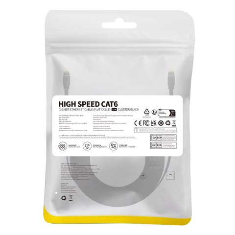Kabel przewód sieciowy Ethernet Cat 6 RJ-45 1000Mb/s płaski 12m czarny Kabel przewód sieciowy Ethernet Cat 6 RJ-45 1000Mb/s płaski 12m czarny