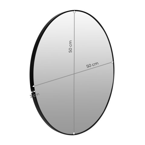 Lustro ścienne 50 cm wiszące nowoczesne czarna rama aluminium ModernHome Lustro ścienne 50 cm wiszące nowoczesne czarna rama aluminium ModernHome