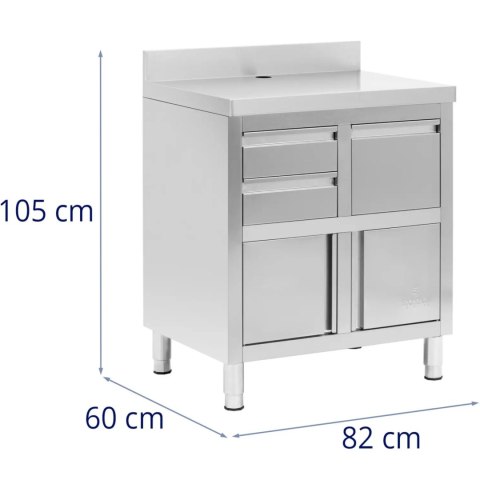 Szafka pod ekspres do kawy z rantem 2 szuflady pojemnik STAL 60x82x95 cm Szafka pod ekspres do kawy z rantem 2 szuflady pojemnik STAL 60x82x95 cm