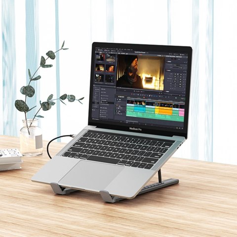 7w1 Podstawka pod laptopa HUB adapter PD USB-C SD TF USB-A HDMI 100W szara 7w1 Podstawka pod laptopa HUB adapter PD USB-C SD TF USB-A HDMI 100W szara
