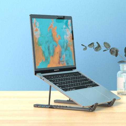 7w1 Podstawka pod laptopa HUB adapter PD USB-C SD TF USB-A HDMI 100W szara 7w1 Podstawka pod laptopa HUB adapter PD USB-C SD TF USB-A HDMI 100W szara